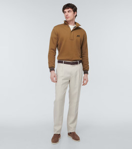 เสื้อฮู้ดซิปครึ่งตัวผู้ชายสไตล์โมเดิร์น แขนเสื้อแบบริบ และป้ายแบรนด์ทันสมัย ผลิตจากผ้าฝ้าย 100% - Product Image 2