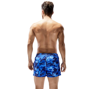 Shorts de bain camouflage bleus pour hommes, séchage rapide, taille élastique avec cordon de serrage, maillot de bain d'été, short de surf pour hommes - Product Image 4