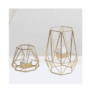 Juego de portavelas geométricos de Metal modernos de Venta caliente de 2 candelabros geométricos votivos Juego de portavelas geométricos de Metal - Product Image 1