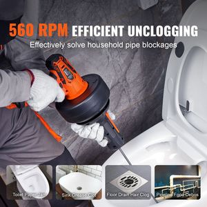 Sonda Elettrica Senza Fili da 25FT per Scarichi, 12V, con Alimentazione Automatica, per Tubi da 3/4 a 2 Pollici, Rimuovi Ostruzioni, con Funzione Trapano - Caratteristiche Principali - Product Image 2