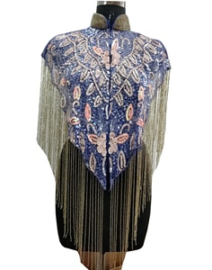 Chemisier long à franges perlées, brodé à la main, avec sequins, grande taille, pour soirée en boîte de nuit, costume de spectacle féminin, tenue de festival - Product Image 1