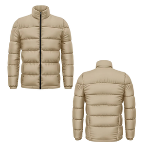 Blouson matelassé léger et imperméable pour homme, coupe-vent, col montant, fermeture éclair, broderie tissée unie, idéal pour l'hiver en extérieur - Product Image 3