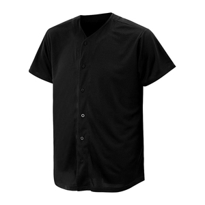 Unisex <b>Black</b> Baseball Jersey Short Sleeve V-Neck Button Front Mesh Breathable Regular Fit Teenagers Apparel Silk/Cotton - Product Image 1