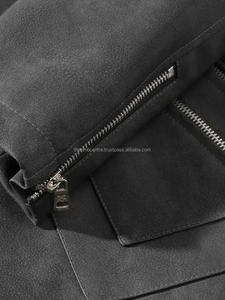 Chaqueta de cuero genuino para hombre hecha a medida de alta calidad con cuello levantado Uso de invierno cremallera chaqueta de servicio OEM para hombre - Product Image 4