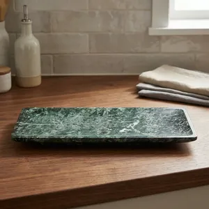 Rectangular <b>Marble</b> Storage Tray Minimalist Design Durable Tabletop Accessory For Living Room Indoor Use - Product Image 3