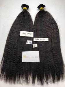 K Tip Kinky Straight Hair 100% Extensiones de cabello humano vietnamita crudo Venta al por mayor Color natural para mujer negra - Product Image 6