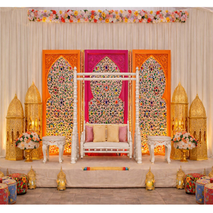 Décoration de scène de mariage de luxe sur le thème arabe, style marocain musulman, pour événements Mehndi, Sangeet et Haldi, États-Unis - Product Image 1