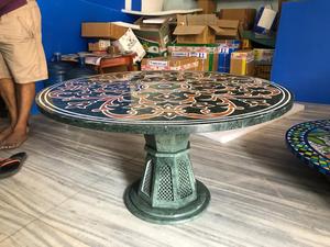 Round Marble Inlay Dining Table Handmade Pietra Dura Floral Medallion Design Stone <b>Top</b> Luxury Center Table Home Decor - Product Image 3
