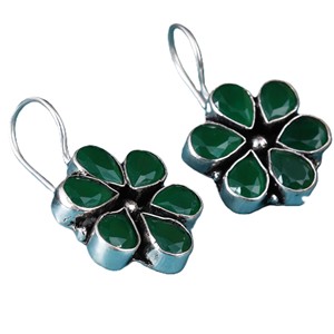 Oxidized <b>Silver</b> Flower Drop <b>Earrings</b> Wholesale | Multi Color Stone <b>Dangle</b> <b>Earrings</b> | Handmade Indian Jewelry Bulk Supplier - Product Image 3