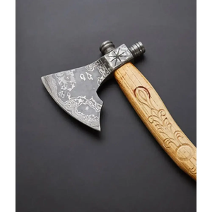 Hache à double lame en acier au carbone faite à la main, personnalisée, manche en bois de rose, qualité industrielle supérieure, sur mesure avec étui en cuir - Product Image 5