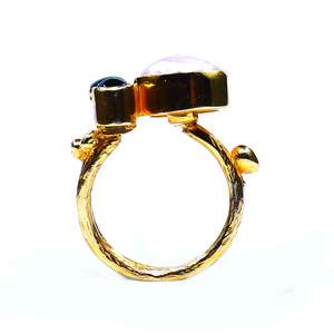 Bague classique pour femme en argent sterling 925 avec perle baroque, apatite et tourmaline verte, idéale pour les mariages - Product Image 5