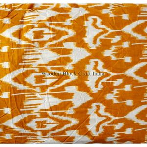 Tela Estampada Ikkat Naranja al por Mayor, Materiales de Algodón Natural para Prendas y Vestidos Hechos a Mano con Diseño Personalizado Indio - Product Image 6