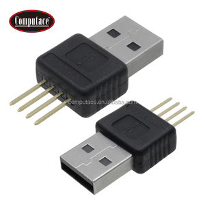 USB a Type Male <b>4</b>-<b>Pin</b> Through Hole Mounting Black Copper Alloy Contact <b>Connector</b> 30Mohm CLB-JL Series - Product Image 1