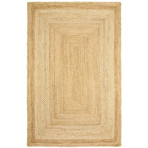 Tapis de salon rectangulaire en jute tressé, couleur unie, style ferme, écologique, à poils plats et fins - Product Image 1