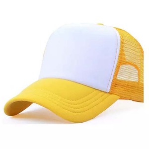 Casquette Trucker en Maille Blanche et Jaune à 6 Panneaux, Réglable, Unisexe, Décontractée, Printemps-Été - Product Image 1
