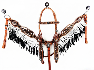 Headstall ม้าตะวันตกและชุดปลอกคอหน้าอกชุดหมุดม้าทำด้วยมือหนังแท้ - Product Image 2