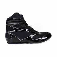 Chaussures de boxe noires à tige haute, à lacets, respirantes, en similicuir, pour l'entraînement, à prix abordable et avec service OEM ODM