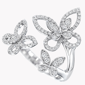 Romantic Butterfly Cocktail <b>Ring</b> <b>With</b> Round Brilliant Cut Diamonds <b>925</b> <b>Silver</b> Women Wedding Jewelry - Product Image 2