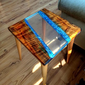 Modern Large Luxury Epoxy Resin Dining <b>Table</b> Solid Wood <b>Clear</b> Finish Set for Hotel and Dining Room Kitchen Furniture - Product Image 4