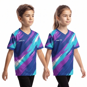 Camiseta Deportiva Sublimada con Cuello en V para Jóvenes Unisex, Jersey Personalizado para Niños y Niñas, Tops de Manga Corta para Ocio - Product Image 4