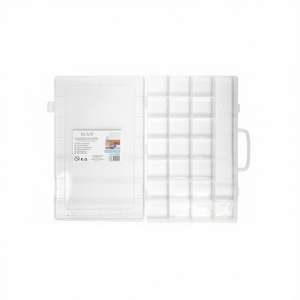 Scatola organizer Iln con 23 scomparti 34,7x21,8x3,8 cm Contenitore in plastica trasparente per forniture da cucito - Product Image 1