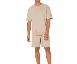 Ensemble t-shirt à col rond surdimensionné en coton biologique personnalisé pour hommes, ensemble short et survêtement d'été en tricot de haute qualité pour hommes - Product Image 6