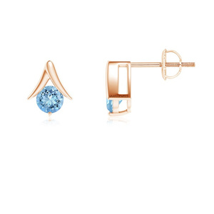 Boucles d'oreilles clous en topaze bleue ronde, design géométrique moderne en or 10K 14K 18K, argent 925 935 - Product Image 3
