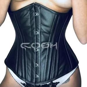 Corset sexy en cuir noir avec baleines en acier, cincher de taille gothique, fabricant de corsets - Product Image 1