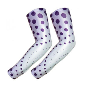 Manchon de compression anti-UV à pois violets pour le cyclisme, la course et la gym - Unisexe Adulte Spandex/Polyester - Product Image 3