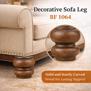 Grande patte de meuble en bois massif tourné pour canapé, lit, table – Pied en bois robuste de remplacement – Fournisseur OEM personnalisé - Product Image 2