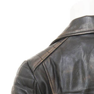Veste de moto en cuir véritable noir pour homme, fermeture éclair, style biker, effet vieilli - Product Image 3