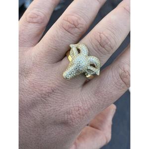 <b>Iced</b> Out GOAT Hip Hop <b>Ring</b> for Men 14k Yellow Gold Plated 925 Sterling Silver Moissanite Diamond Bling Statement Jewelry - Product Image 1