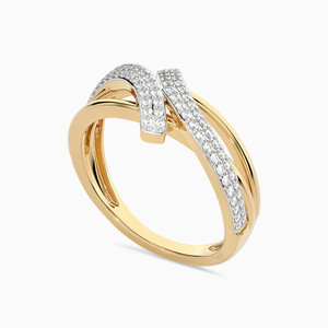 Luxury Women's 18K Solid <b>Gold</b> <b>Cocktail</b> <b>Ring</b> With Round Brilliant Cut Diamond Geometric Design - Product Image 1