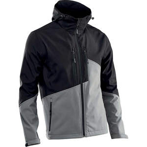 Chaqueta Softshell para Hombre, Impermeable, Transpirable, de Dos Tonos, con Capucha, Cortavientos, Cierre Frontal Completo, Cremallera Suave, Capucha Ajustable, Estilo Urbano - Product Image 1