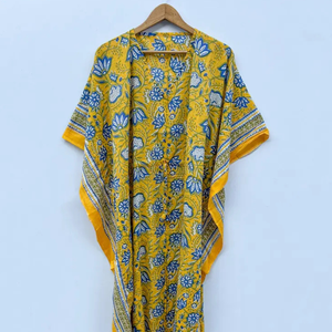Wholesale Hand Block Printed Cotton <b>Kaftan</b> Block Printed Cotton <b>Beach</b> <b>Kaftan</b> Women Party Dress Wear Night Maxi Dress - Product Image 1