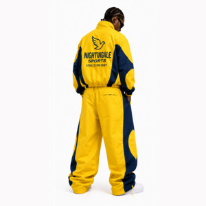 Conjunto Deportivo de Dos Piezas para Hombre, Estilo Veraniego, con Cierre de Media Cremallera, Chaqueta Cortavientos de Poliéster, Estilo Urbano Holgado - Product Image 4