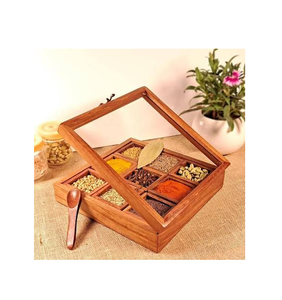 Boîte de rangement pour épices en bois de qualité supérieure personnalisée, boîte à épices en bois, design de logo personnalisé - Product Image 2