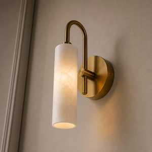 Applique murale moderne en laiton avec abat-jour en marbre, luminaire rectangulaire pour entrée intérieure - Product Image 3