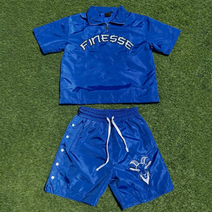 ชุดวอร์มสีม่วง Finesse สำหรับทุกเพศ เสื้อซิปครึ่งตัว กางเกงขาสั้น สตรีทแวร์ ฤดูร้อน น้ำหนักเบา โพลีเอสเตอร์ แห้งเร็ว - Product Image 2