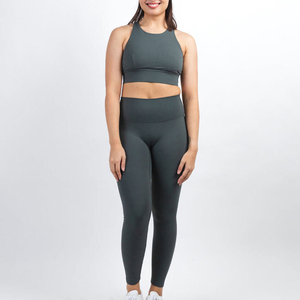 Ensemble de yoga pour femmes, vêtements de sport, leggings de fitness, soutien-gorge de sport, survêtement, tenue de yoga active, SpandexNylon, séchage rapide - Product Image 3