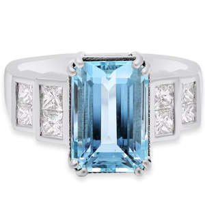 Precious Natural Aquamarine Diamond Gemstone IGI Certified 18k Solid White Gold Prong Setting Handmade <b>Wedding</b> Engagement <b>Rings</b> - Product Image 6