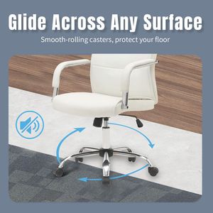 Sedia da ufficio contemporanea con schienale alto in pelle con Design ergonomico girevole in bianco - Product Image 3