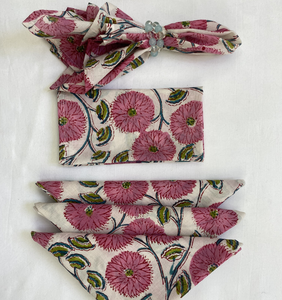 Serviette de table jetable personnalisable en coton imprimé à la main, motif floral, écologique, style américain, pour fête - Product Image 3