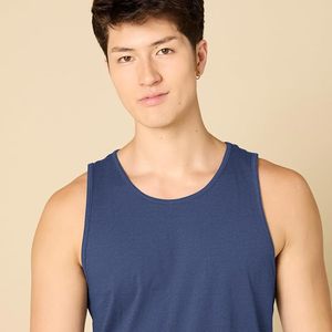 Men's Solid Color Knitted Sleeveless Tank Top O-Neck Casual Muscle <b>Vest</b> Blue Plus Size - Product Image 4