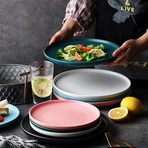 Ceramic Porcelain Dinner Plates Five Colours Minimalist Design Smooth Glossy Underglaze Microwave Dishwasher Safe Durable - Product Image 1