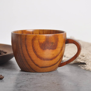 Tasse à thé en bois de qualité supérieure avec anse et soucoupe de forme ronde pour le thé de l'après-midi, article de vaisselle - Product Image 4