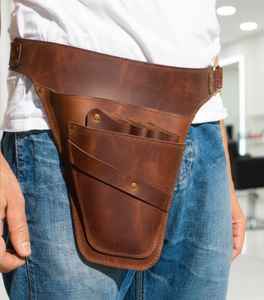 Funda de Cuero para Tijeras de Barbero, Portaherramientas, Bolsa para Herramientas de Barbería, Bolsa de Cintura para Estilista de Salón, Cinturón Ajustable LBSH-0034 - Product Image 2