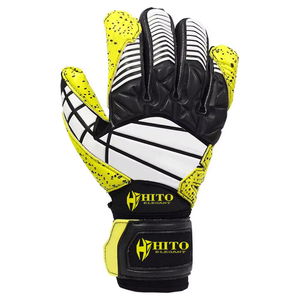Gants de gardien de but de football jaunes et noirs sur mesure avec latex allemand de 4 mm, coupe négative, embossage en latex allemand - Product Image 2