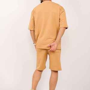Men's Casual 2-Piece Shorts <b>Set</b> with Short Sleeve T-Shirt 100% Cotton Breathable Summer Wear - Product Image 3