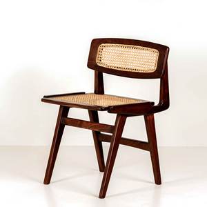 Silla de Comedor de Madera Maciza de Estilo Moderno de Mediados de Siglo, Diseño Escandinavo, Silla Lateral sin Brazos con Mimbre Tejido para Cafetería y Hogar, Venta al Por Mayor - Product Image 1